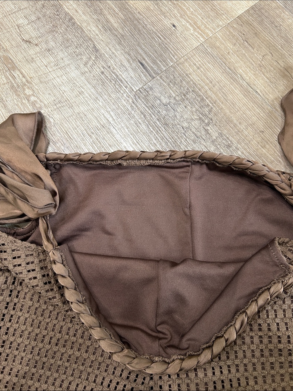 Brown Crochet Two-Piece Halter Top & Shorts Set - Picture 10 of 11